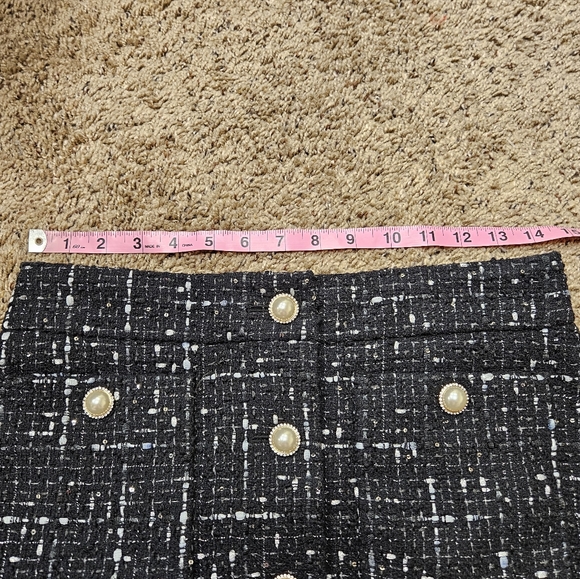 Kate Spade New York 6 Embellished Tweed Skirt Black Silver - Picture 7 of 14